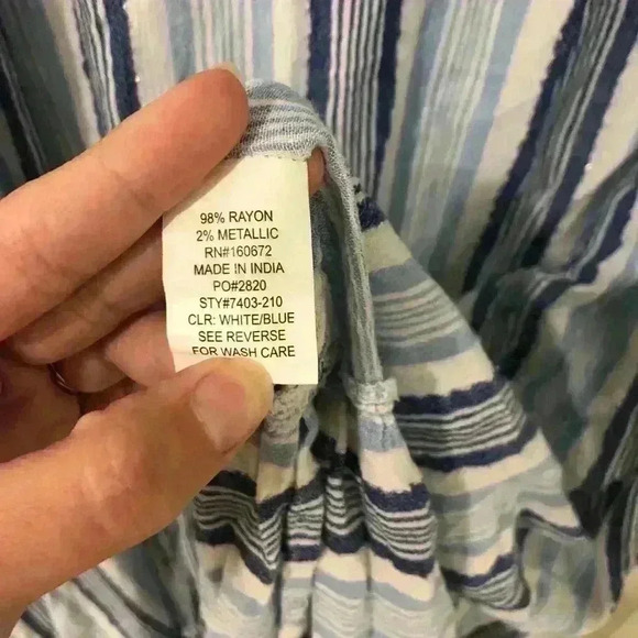 Blue Island Open Front Longline Swimsuit Cover Up with Metallic Stripes - Picture 6 of 7